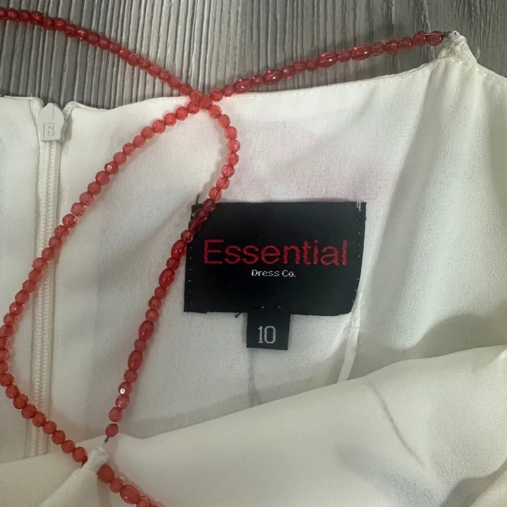 Vintage Y2K White Dress w/ Red Poppy Floral Design & Beaded Straps - SIZE 10‎ - Picture 4 of 8